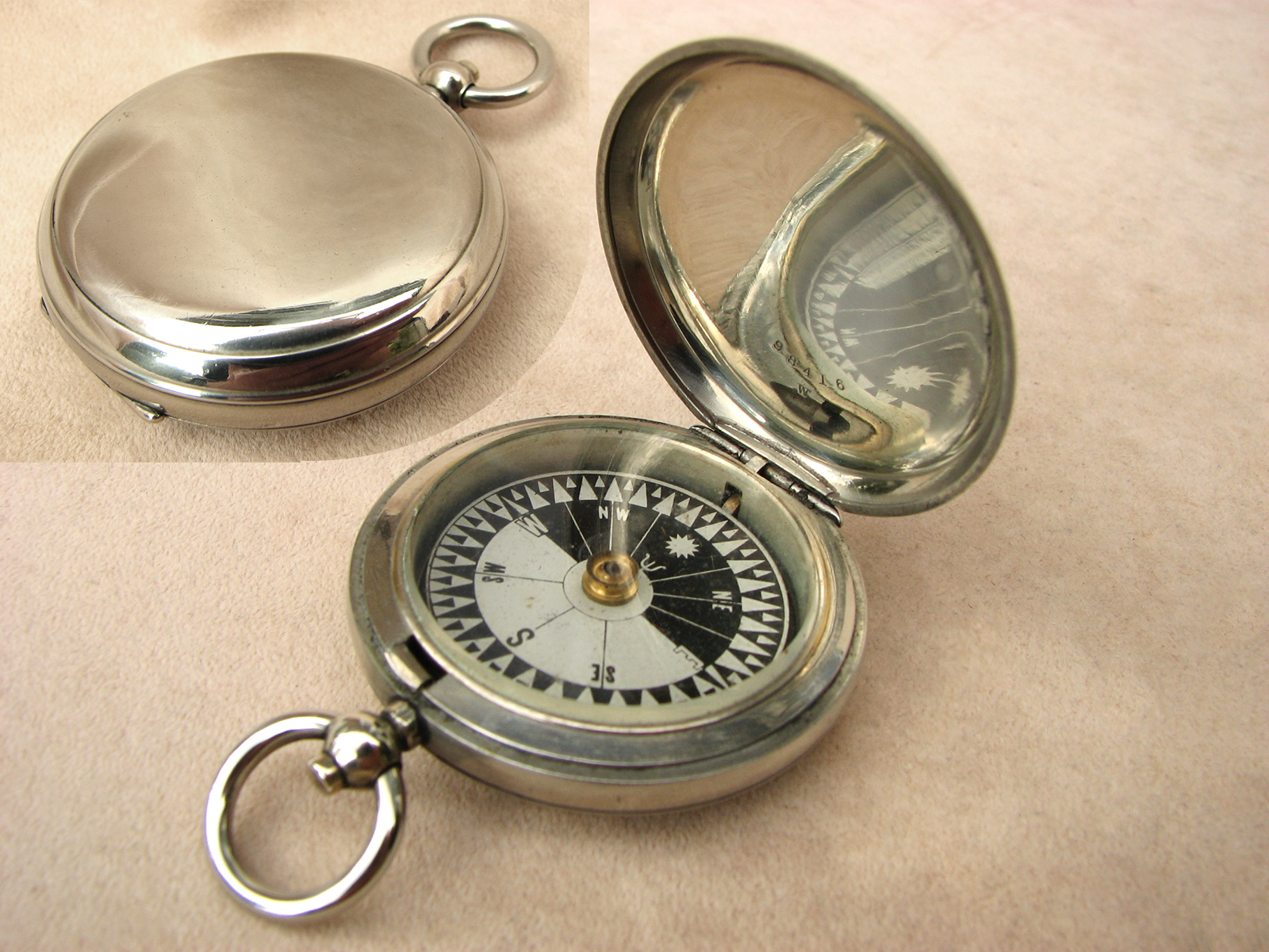 WW1 Dennison MK V pocket compass with Singers Patent style dial dated 1916